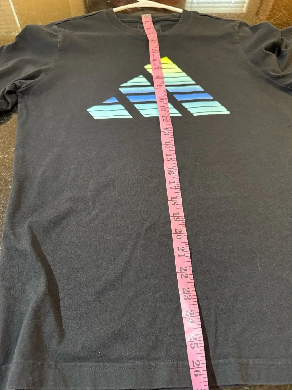 adidas Black Short-Sleeve Tee with Gradient Blue-Green Logo